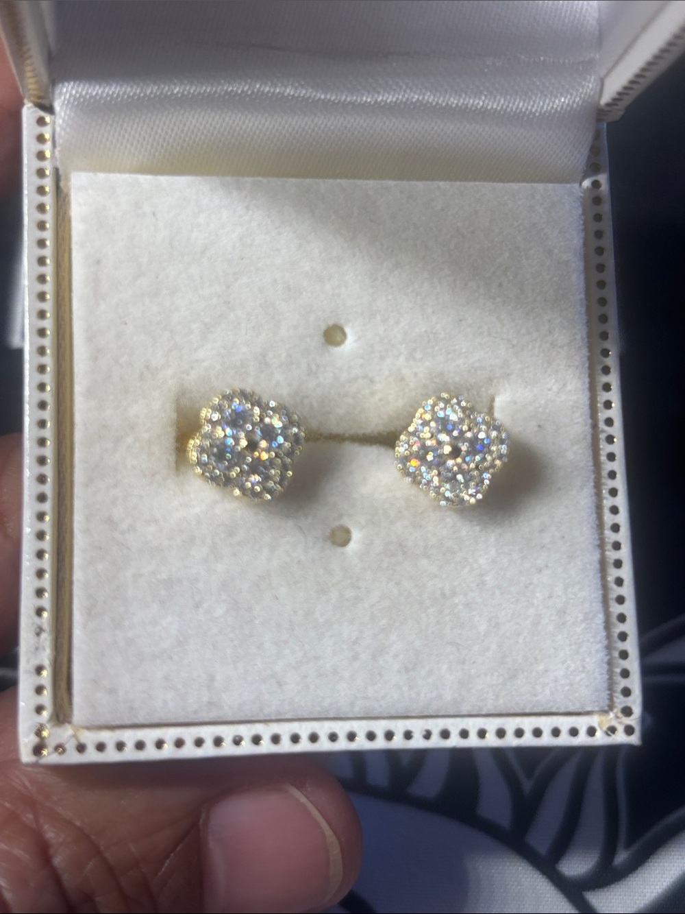 Gold-filled 925 Moissanite Pavé Cluster Stud Earrings in White Crystal-2.5mm
